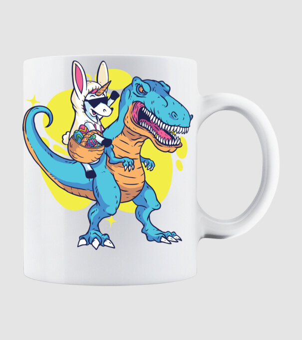 Dinozaur de Paște model alb pe tricou