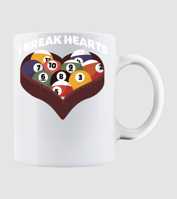 I break hearts - Biliard model alb pe tricou