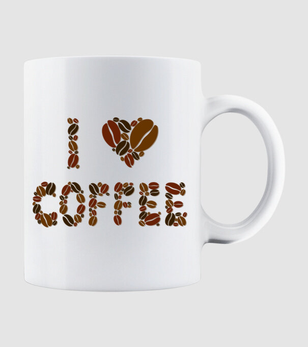 I Love Coffee model alb pe tricou