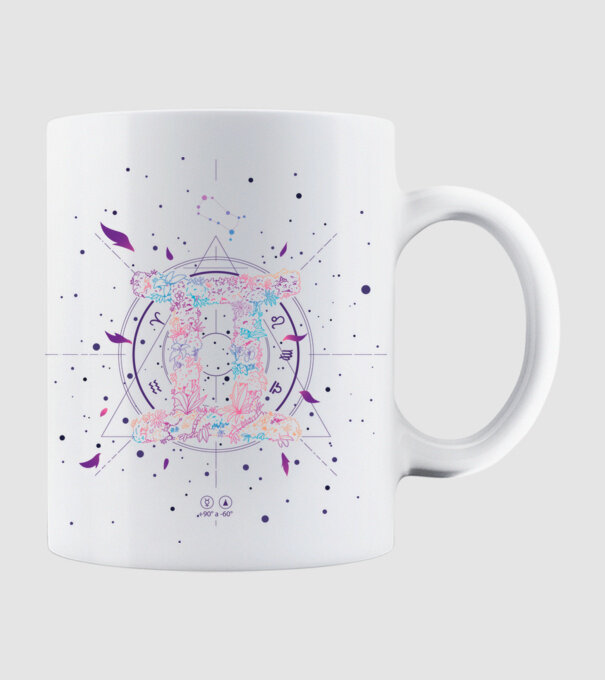 Gemini Zodiac model alb pe tricou
