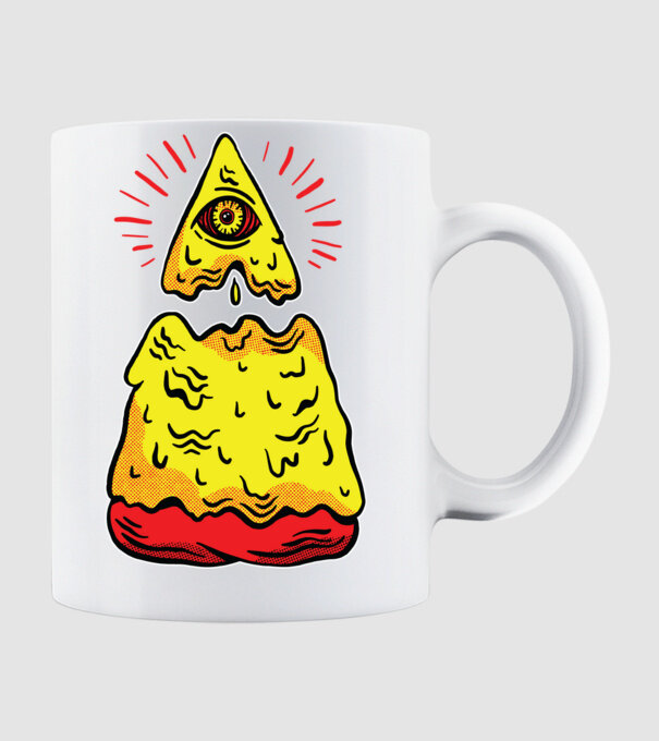 Illuminati Pizza model alb pe tricou