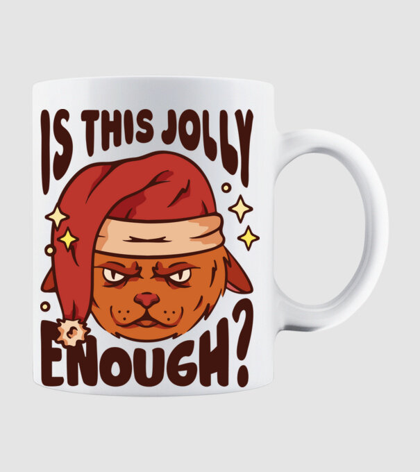 Is this Jolly enough tricou de Crăciun model alb pe tricou