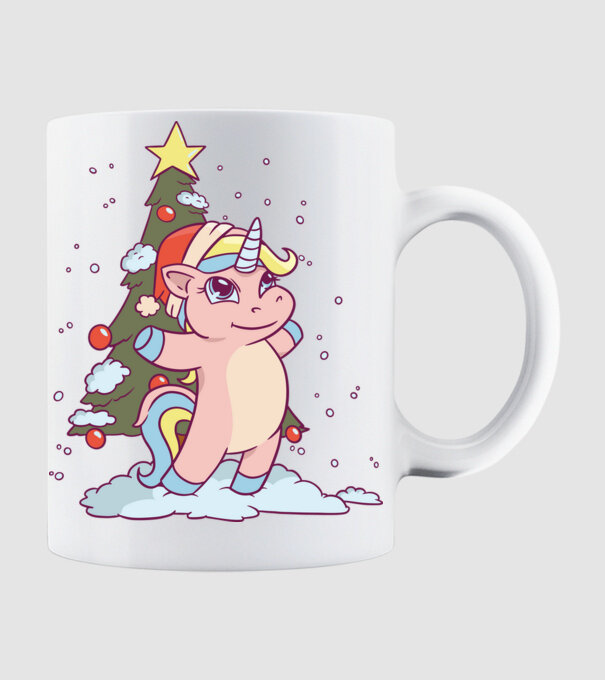 Unicorn de Crăciun model alb pe tricou