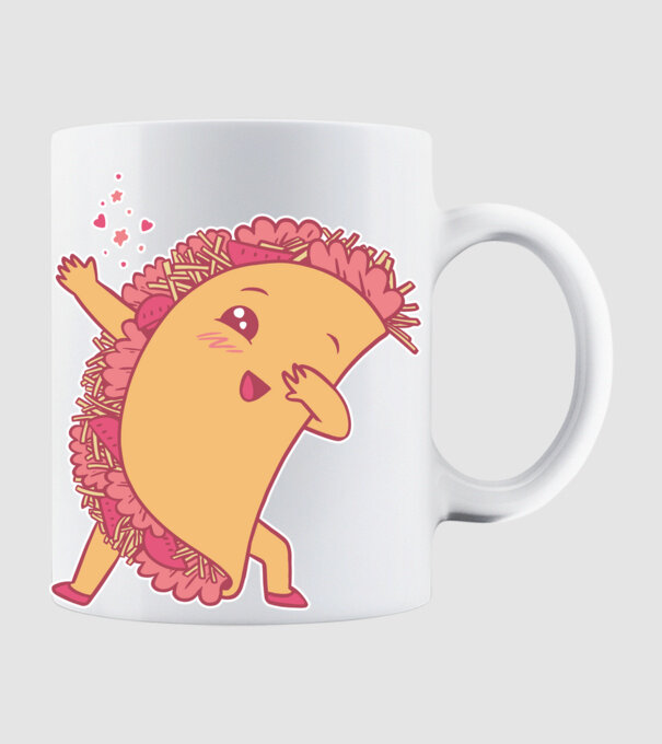 Kawaii Taco DAB model alb pe tricou
