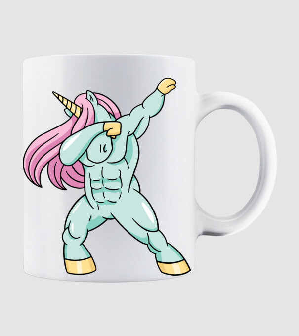 Unicorn Body Building DAB model alb pe tricou