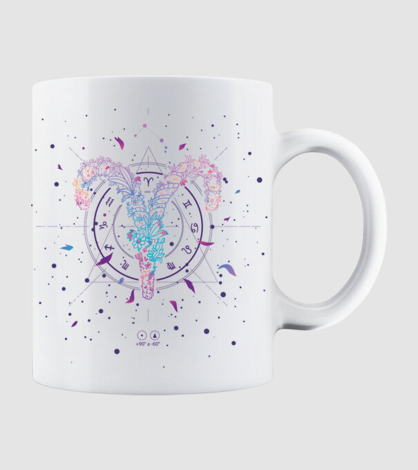 Aries Zodiac model alb pe tricou