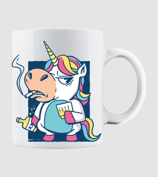 Unicorn rebel model alb pe tricou