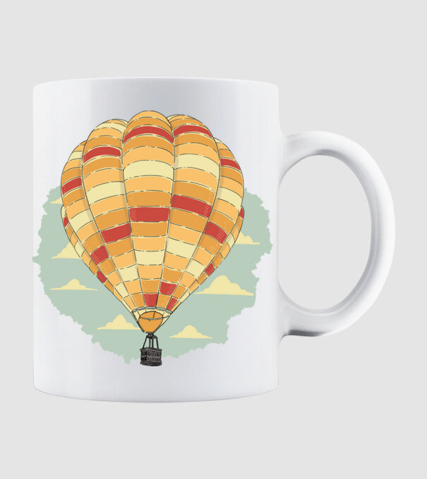 Aerostat model alb pe tricou