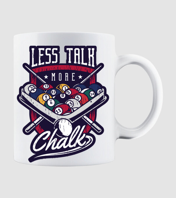Less Talk More Chalk Billiard model alb pe tricou