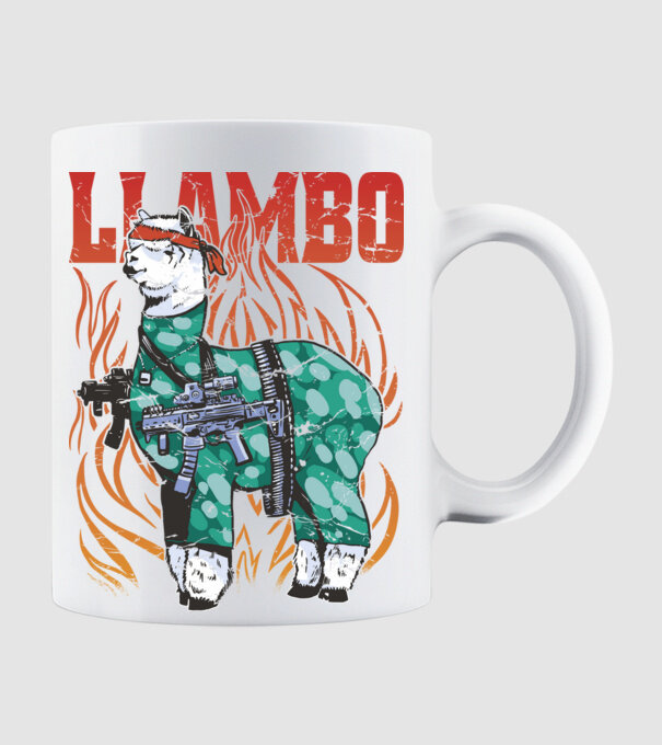 Llambo Lama model alb pe tricou
