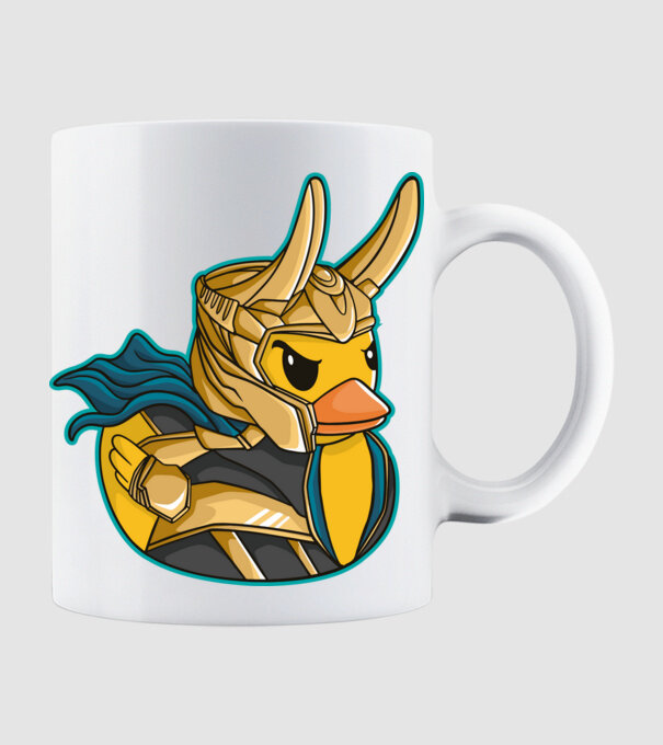 Rață Loki model alb pe tricou