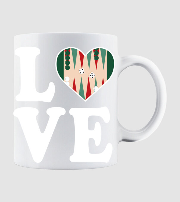 Love Backgammon model alb pe tricou