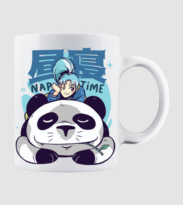 Anime Panda relaxare model alb pe tricou