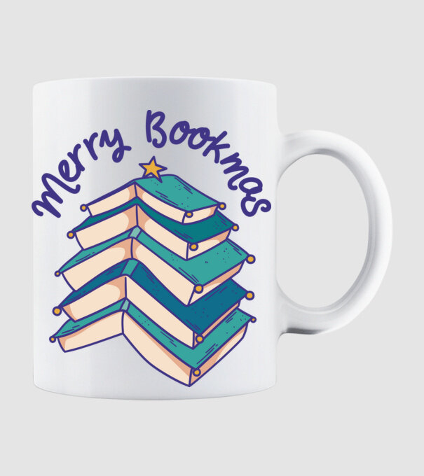 Merry Bookmas Crăciun cu cărți model alb pe tricou