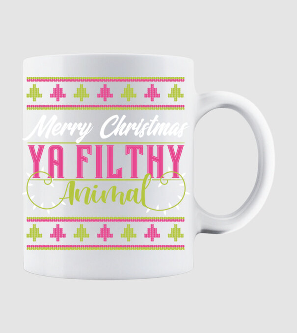 Merry Christmas Ya Filthy Animal model alb pe tricou