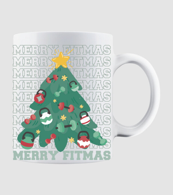 Merry Fitmas Fitmas Pom de Crăciun Fitness model alb pe tricou