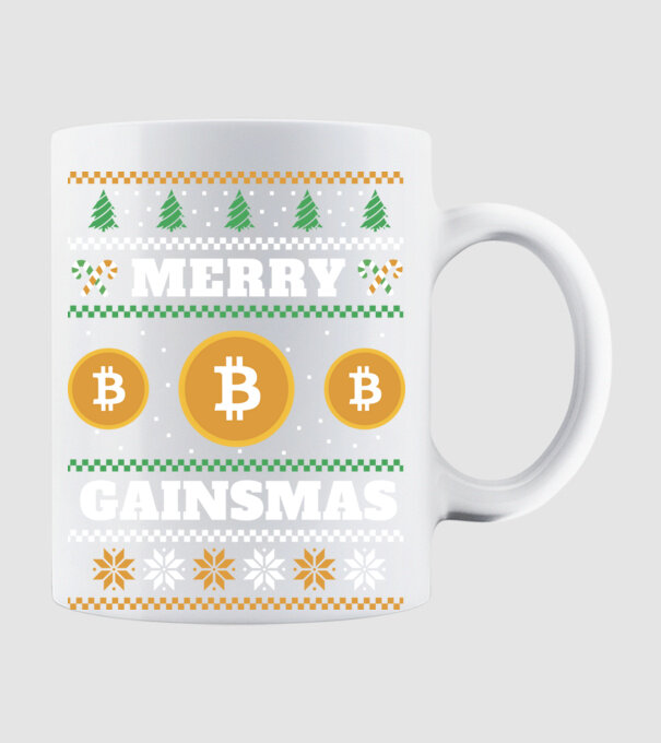 Merry Gainmas Bitcoin tricou cu pulovăr urât model alb pe tricou