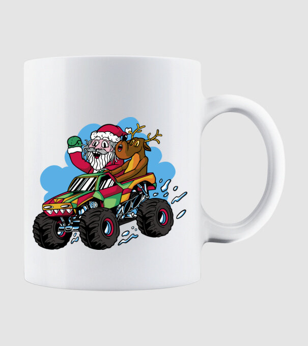Monster Truck Moș Crăciun model alb pe tricou