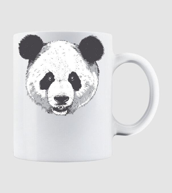 Cap de panda model alb pe tricou