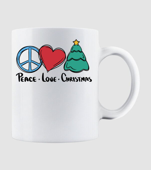 Peace Love Crăciun model alb pe tricou