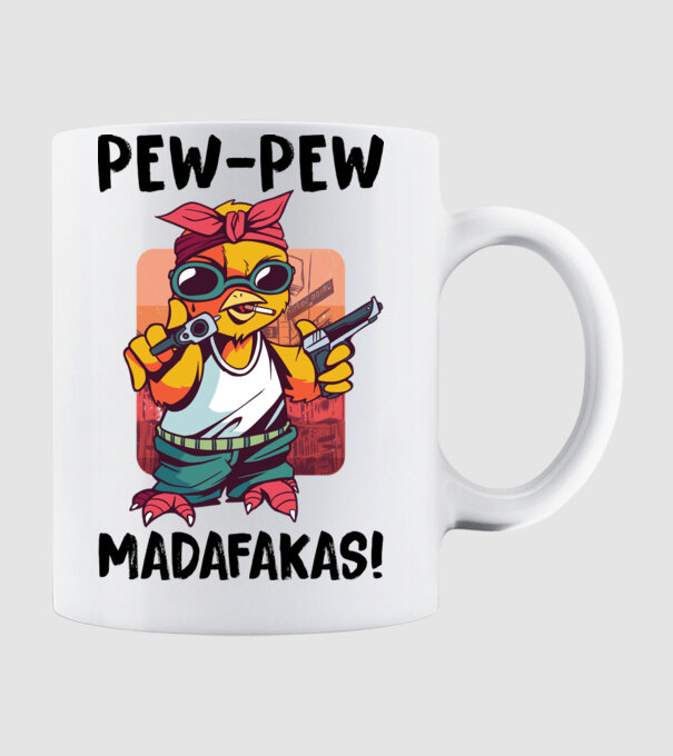 Pew Pew Pew Madafakas Pui alb model alb pe tricou