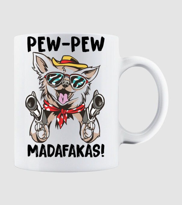 Pew Pew Pew Madafakas Chivava alb model alb pe tricou