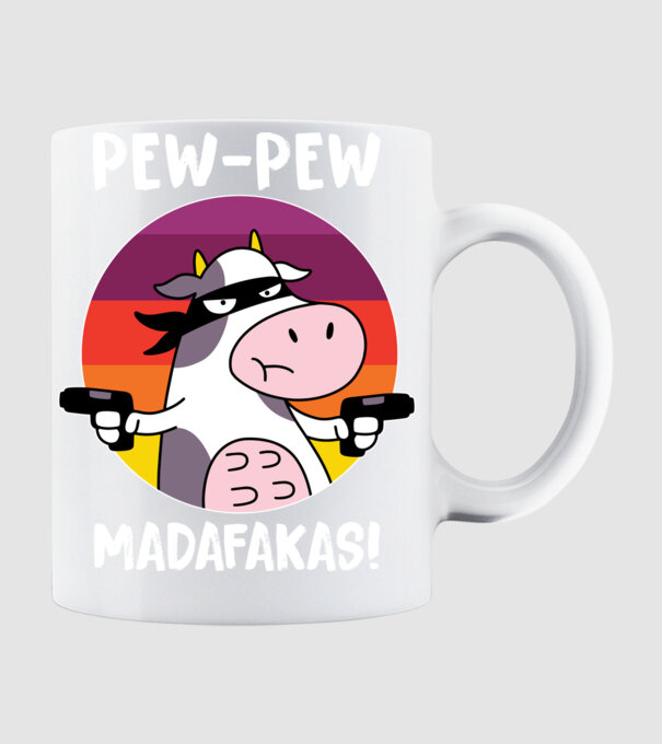Pew Pew Pew Madafakas Vacă model alb pe tricou