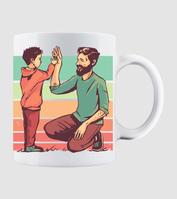 Tată și fiu retro model alb pe tricou