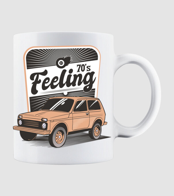 Mașină Retro anii 70 Lada Niva model alb pe tricou