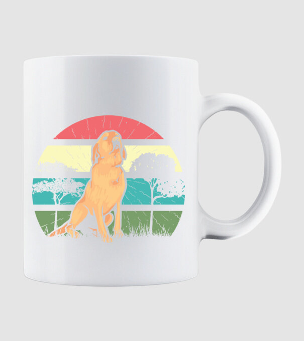 Golden Retriever retro model alb pe tricou