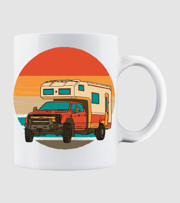 Campervan Retro model alb pe tricou