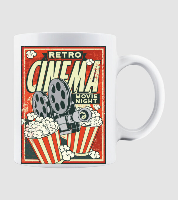 Afiș cinema retro model alb pe tricou