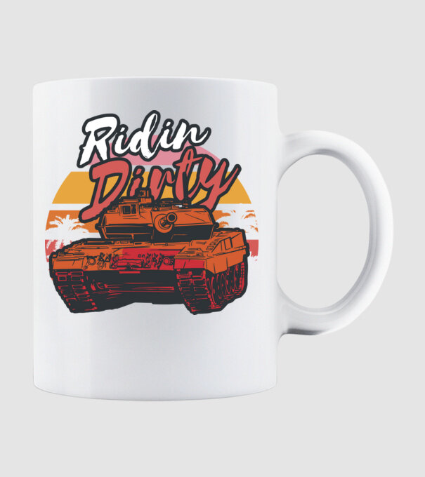 Ridin Dirty tricou cu tanc model alb pe tricou
