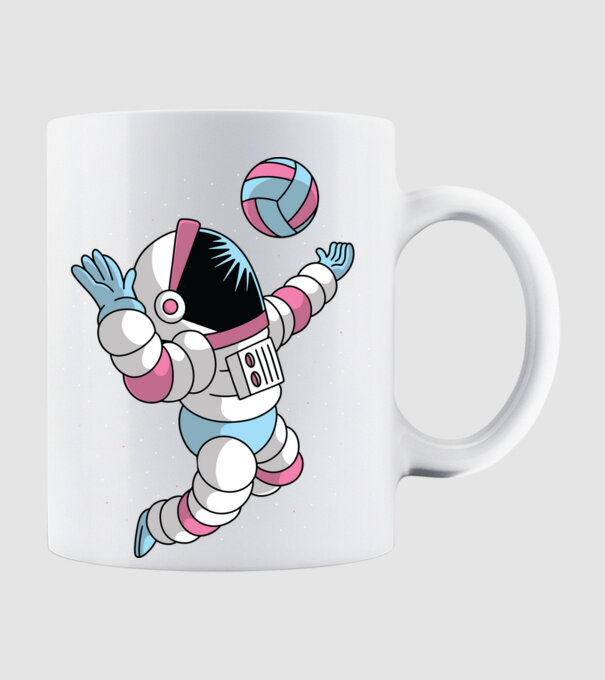 Astronaut voleibalist model alb pe tricou