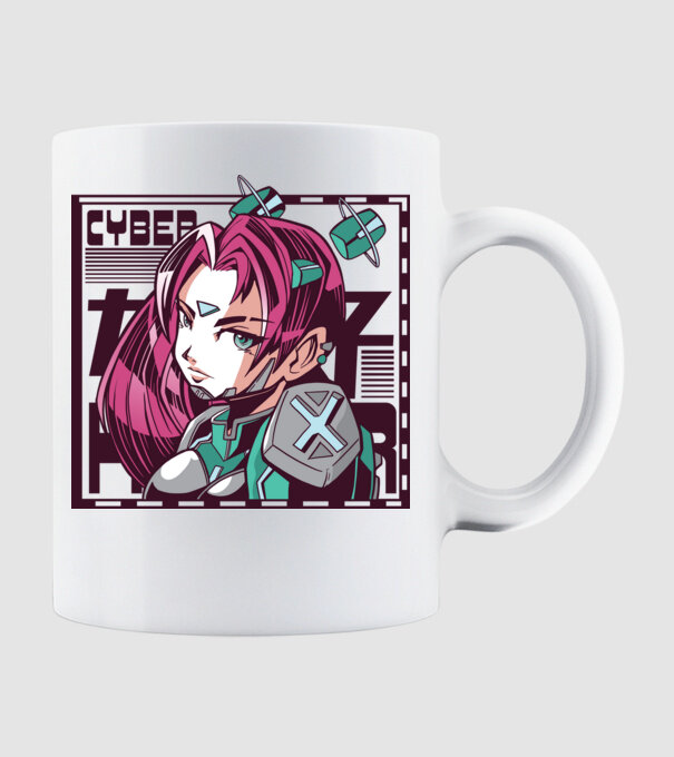 Anime fată Sci-fi model alb pe tricou
