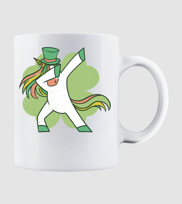 St Patrick Unicorn DAB model alb pe tricou
