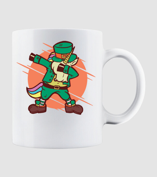 St Patrick Unicorn DAB model alb pe tricou