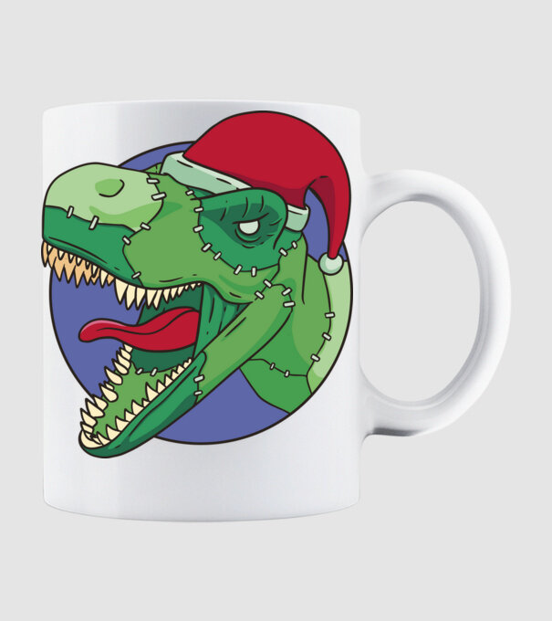 T-rex Santa model alb pe tricou