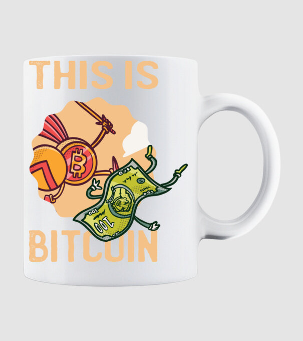 This is Bitcoin model alb pe tricou