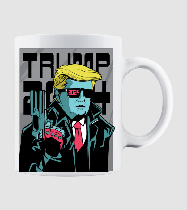Trump Terminator 2024 model alb pe tricou