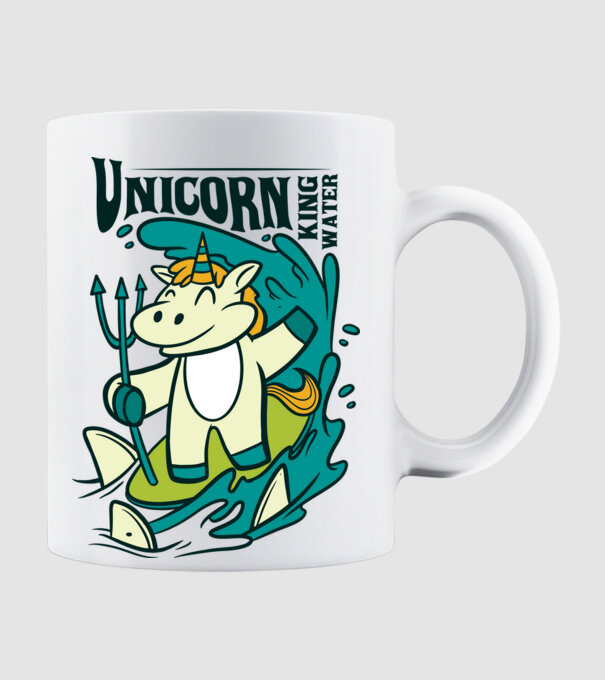 Unicorn regele apelor model alb pe tricou