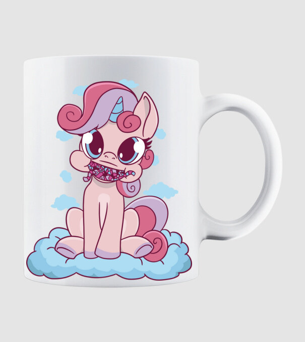 Unicorn cu bomboane model alb pe tricou