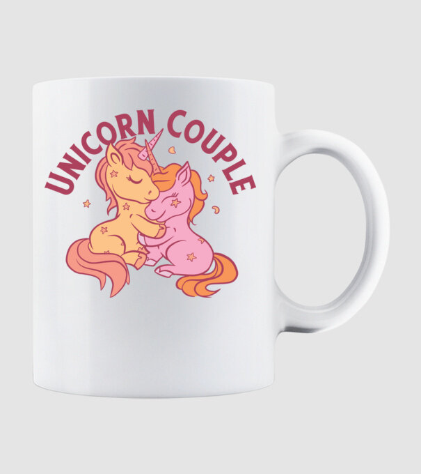 Pereche Unicorn model alb pe tricou