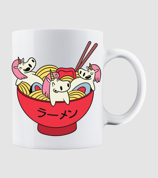 Unicorn Ramen model alb pe tricou