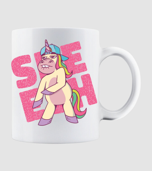 Unicorn Shesh model alb pe tricou