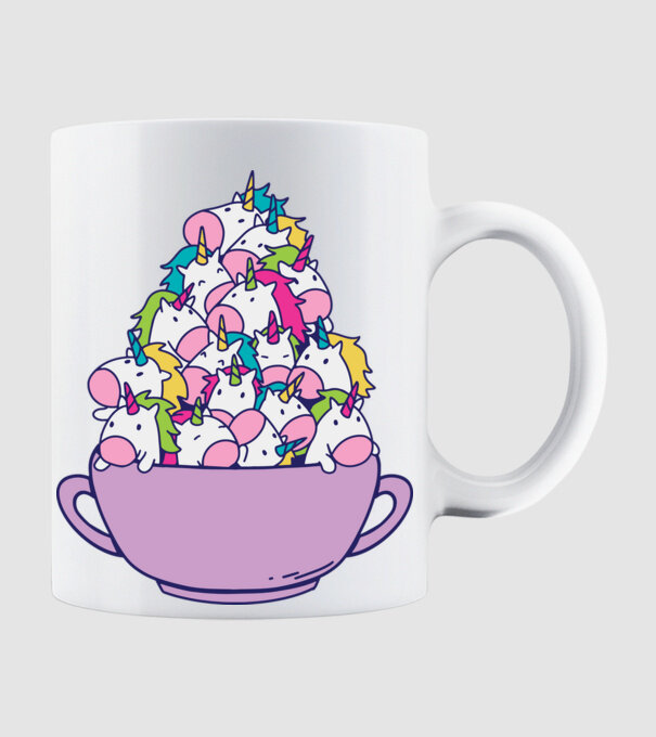 Bol Unicorn model alb pe tricou