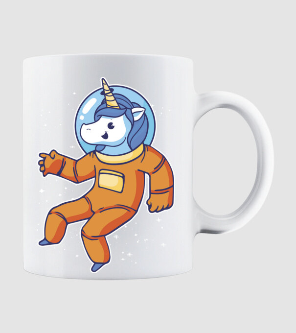 Unicorn Astronaut model alb pe tricou