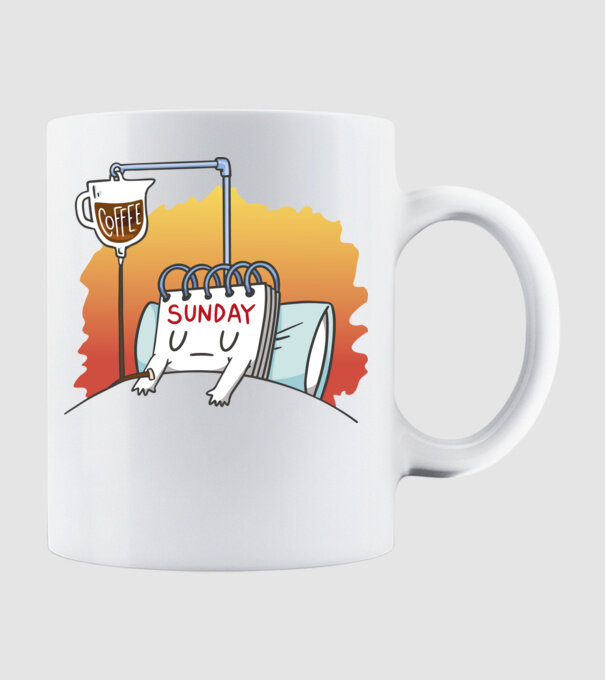 Oboseala de duminică model alb pe tricou