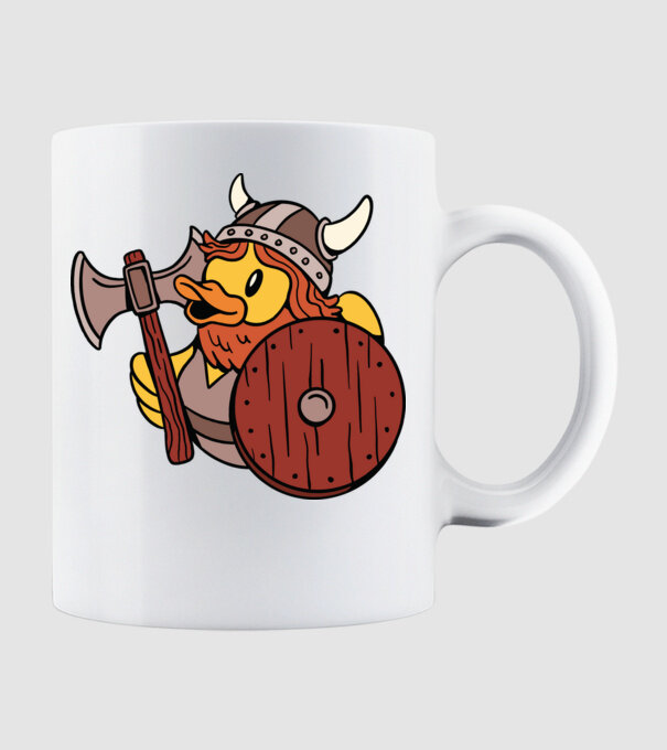Rățușcă de cauciuc Viking model alb pe tricou