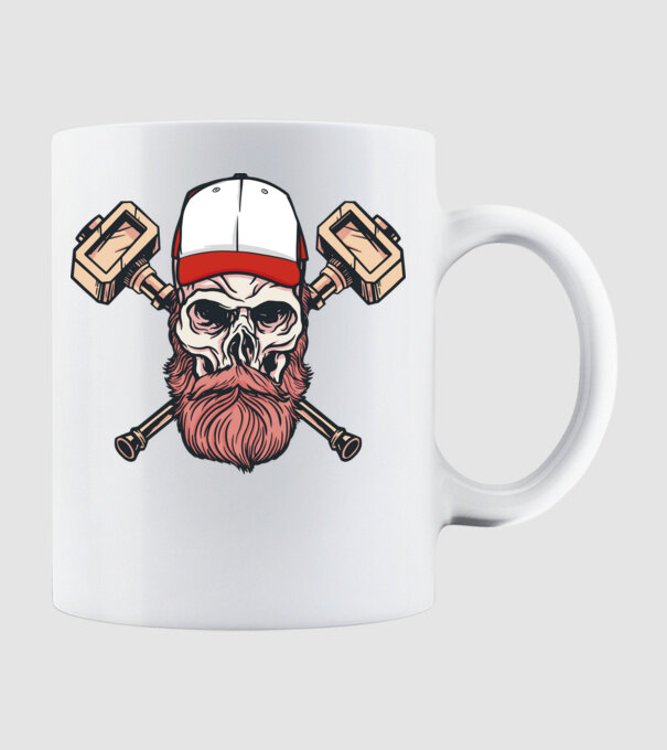 Craniu Viking model alb pe tricou